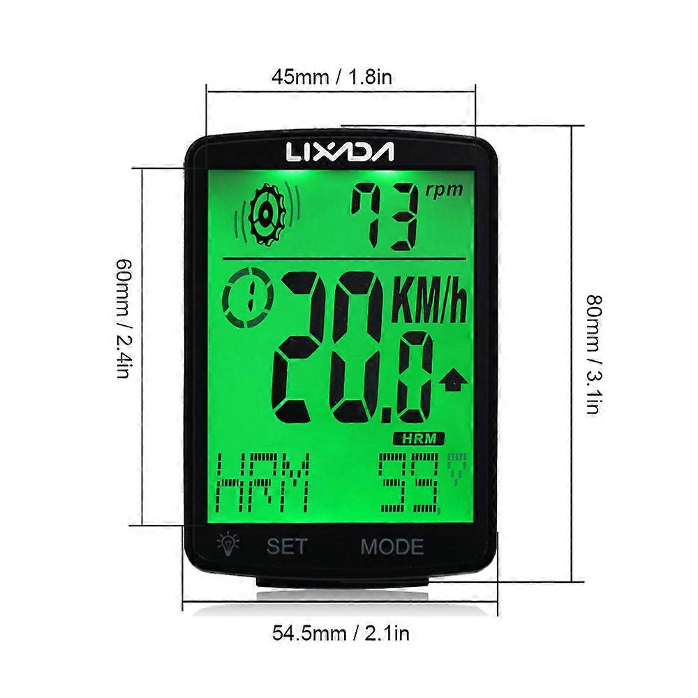 LIXADA 3-in-1 Wireless Bike Computer 2.8" LCD Black Waterproof