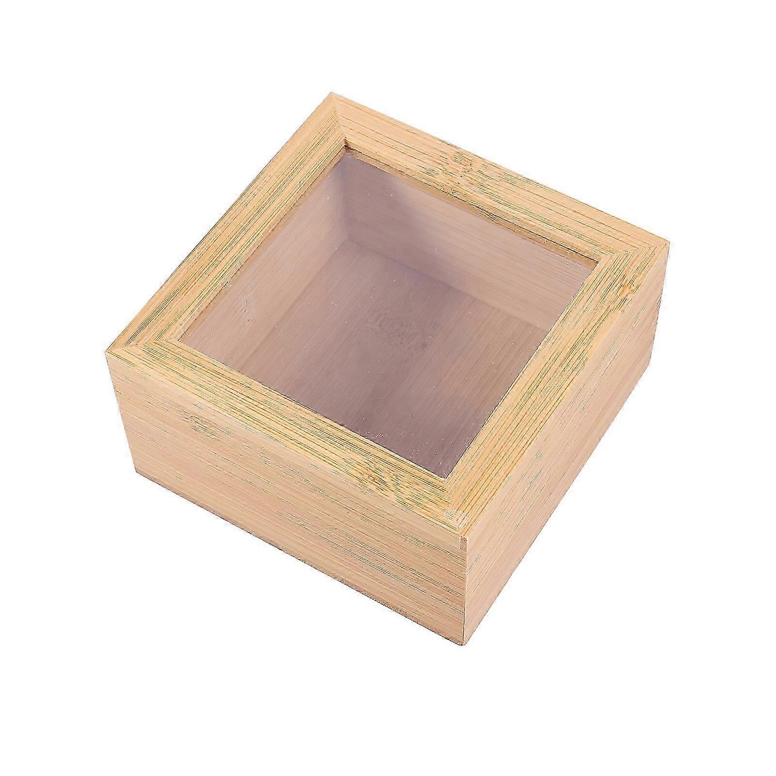 Craft Storage Box Simple and Modern Wooden Box Chocolate 12x12x6cm 1Pack