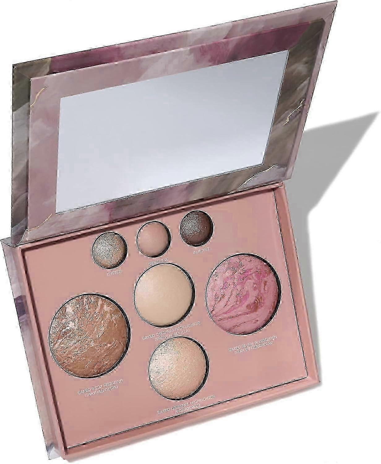 Full-Size Baked Makeup Palette with Bronzer, Blush, Highlighters, and Eyeshadows - Ideal for Travel