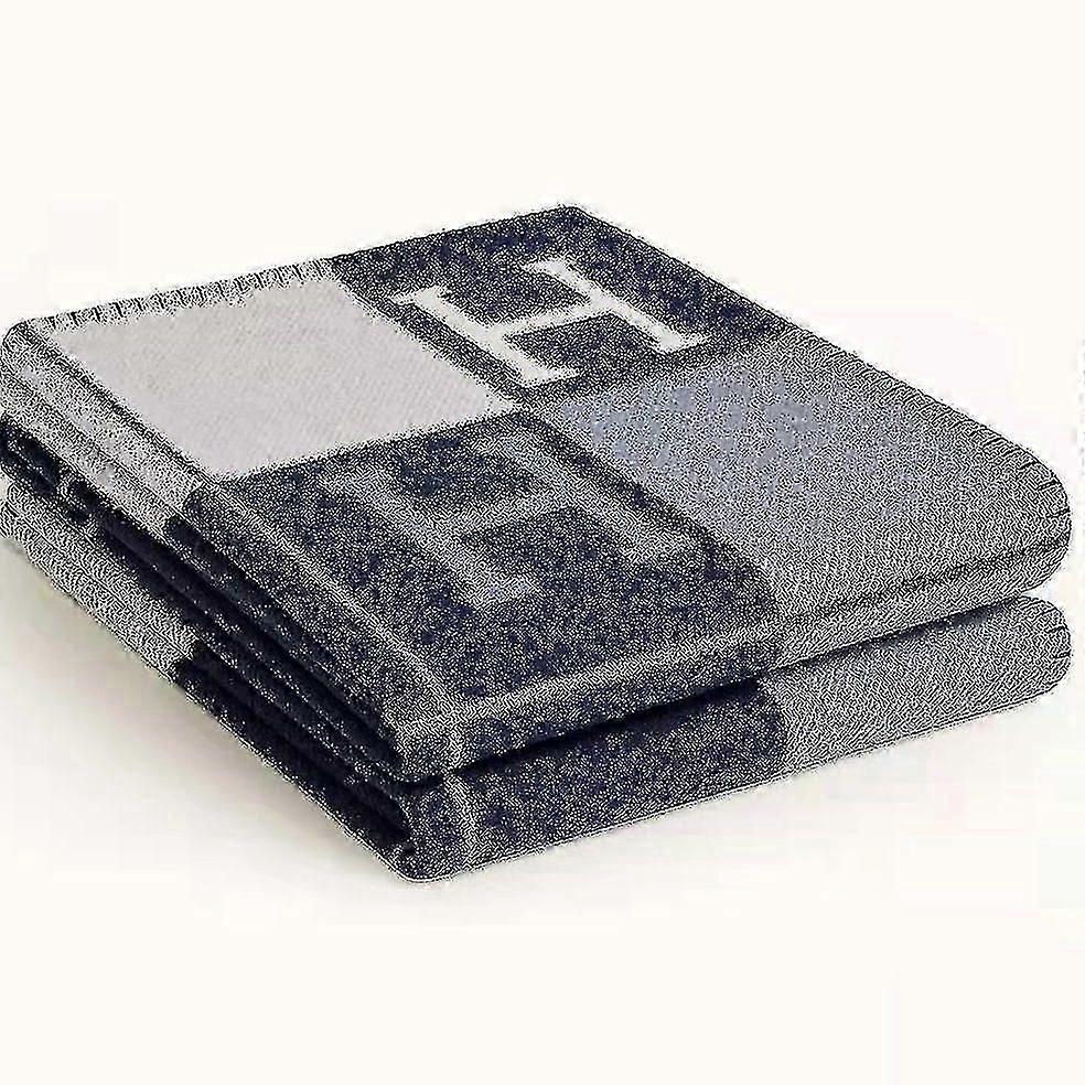 체크 무늬 담요, Newwool 캐시미어 체크 무늬 담요 베개 소파 침구 샤울 크리스마스 선물 네이비 블루