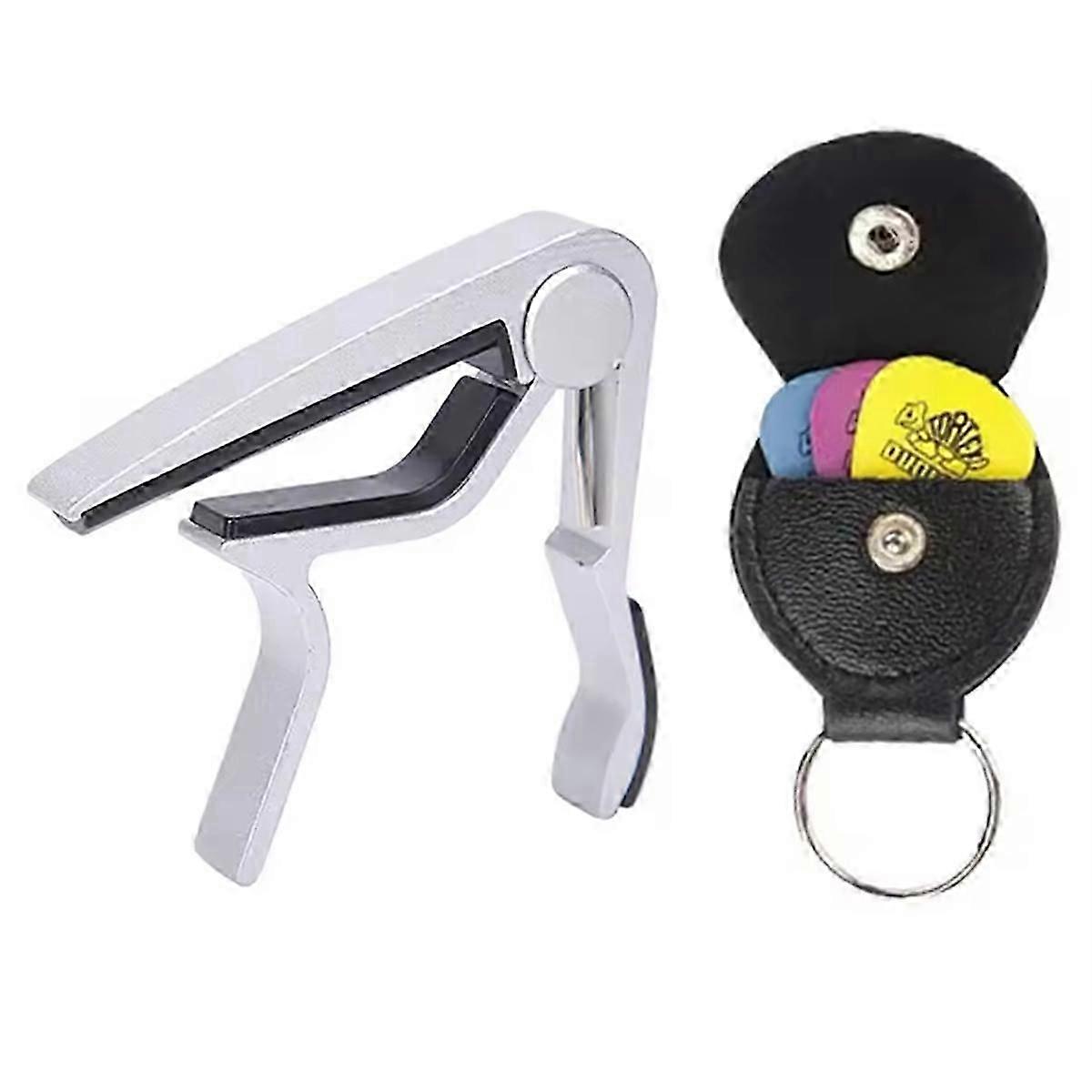 5pcs/Set Metal Capo PU Storage Bag Pick Set Universal String Instrument Accessories Suitable for Gu