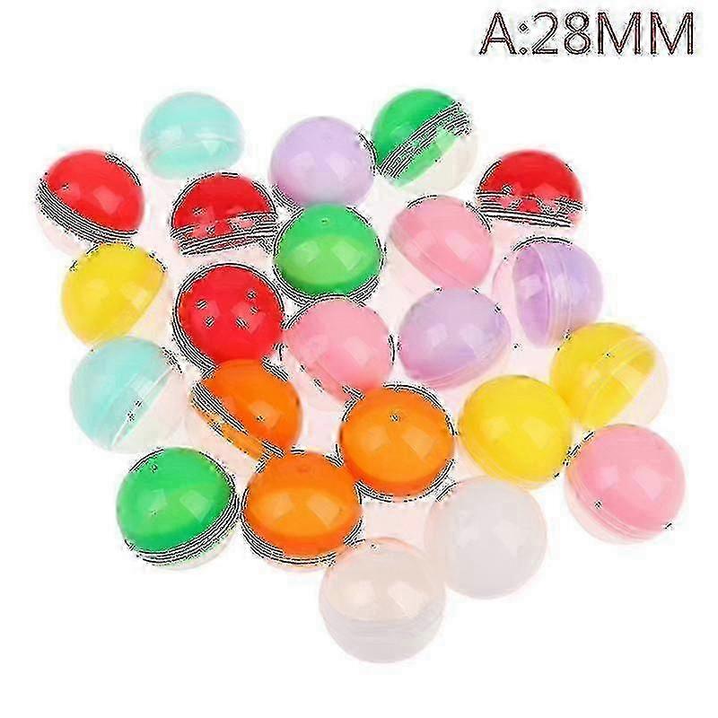 100pcs/pack Plastic Empty Toy Vending Capsules Half Clear Half Color Round Ball 2025