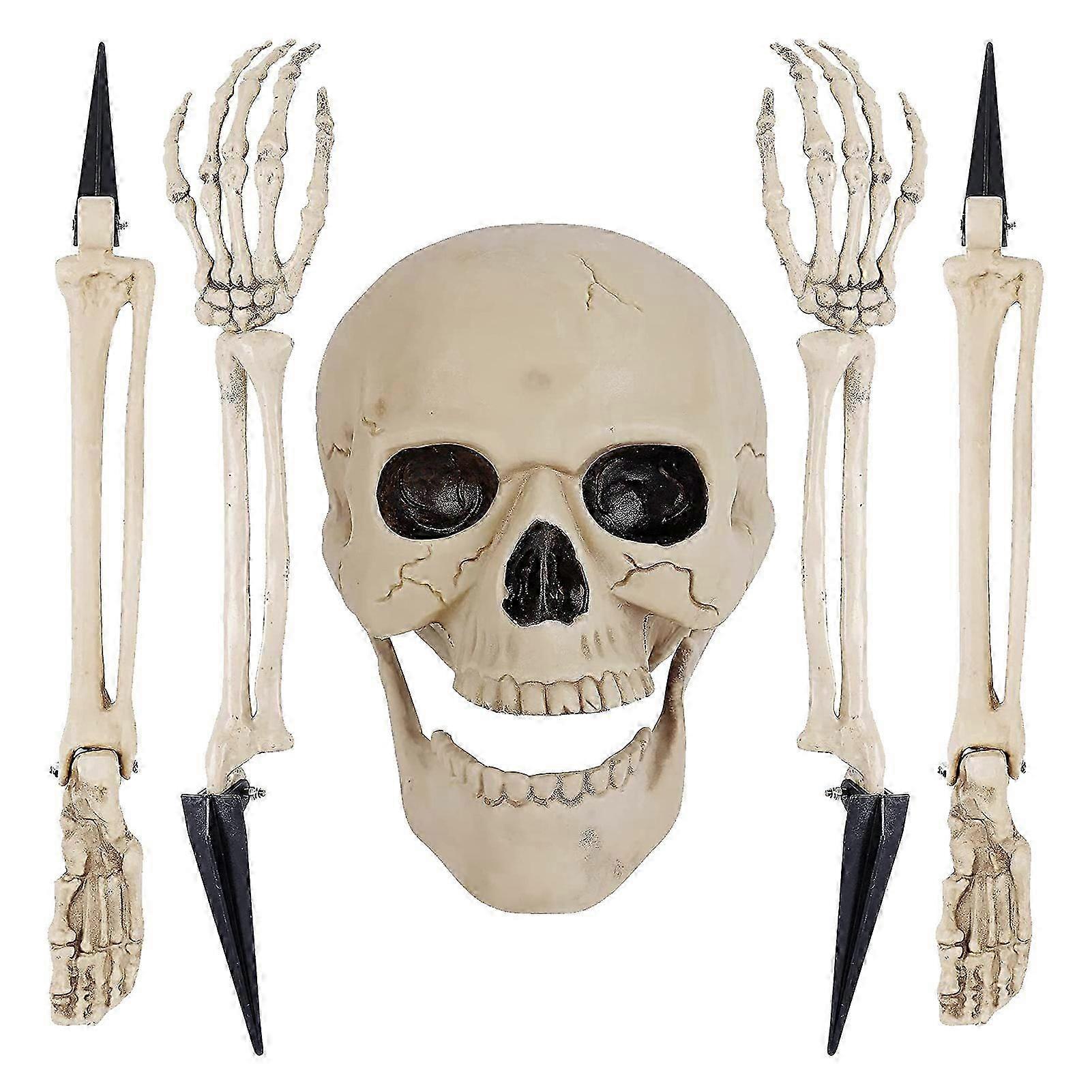 Halloween Scary Skeleton Stakes Outdoor Face Hand Lawn Garden Yard Decor Horror Party