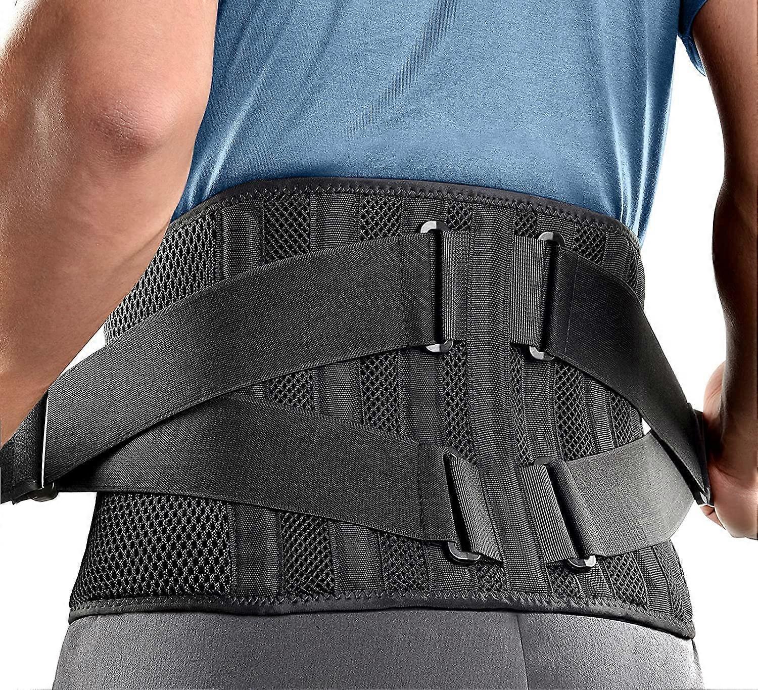 Air Mesh Back Support Belt for Men and Women, Adjustable Lumbar Support with 7 Stays for Sciatica and Scoliosis Relief