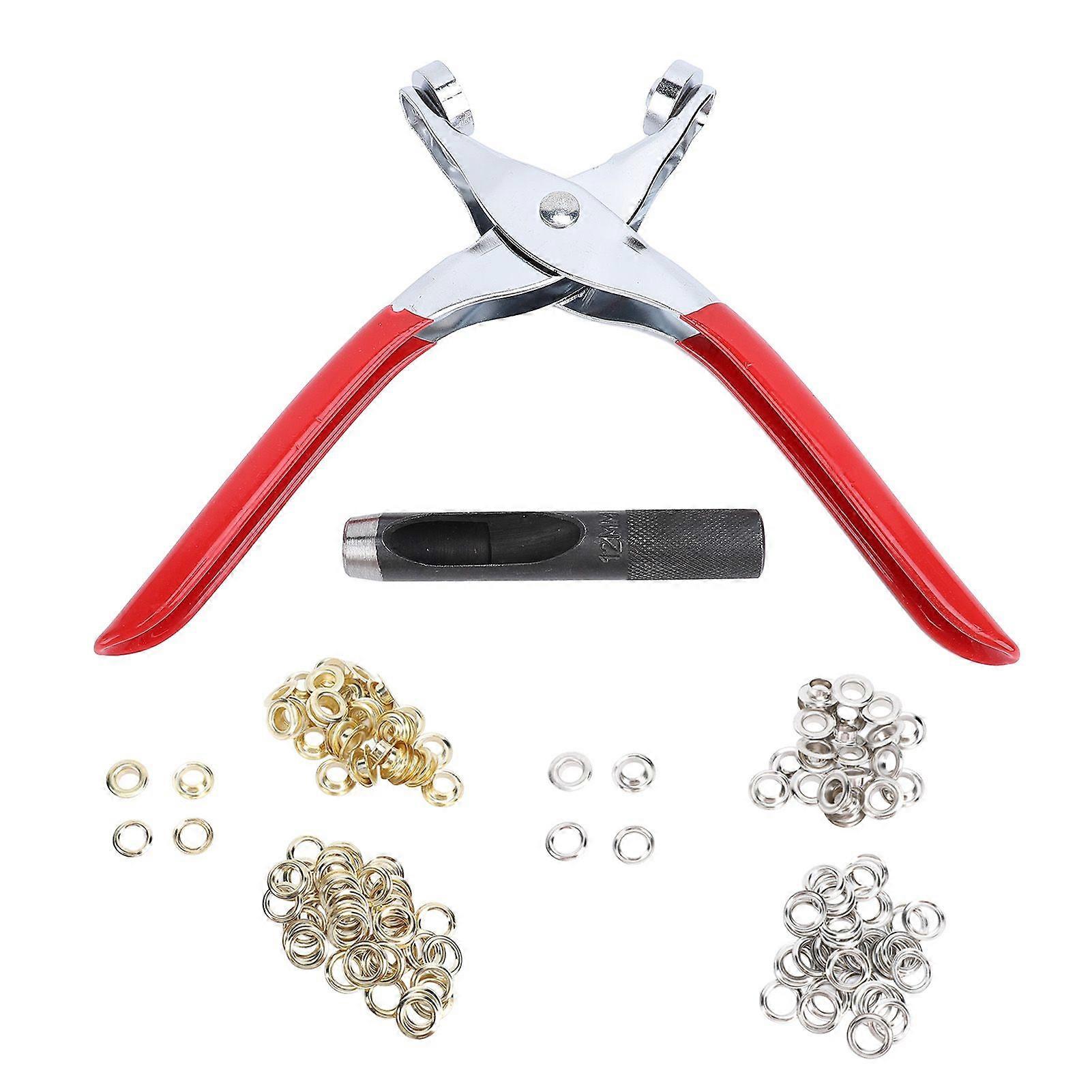 Grommet Tool Kit 12mm Eyelet Pliers 320pcs Grommets Eyelets 320pcs Washers Hole Punch Set for Clothing Repair