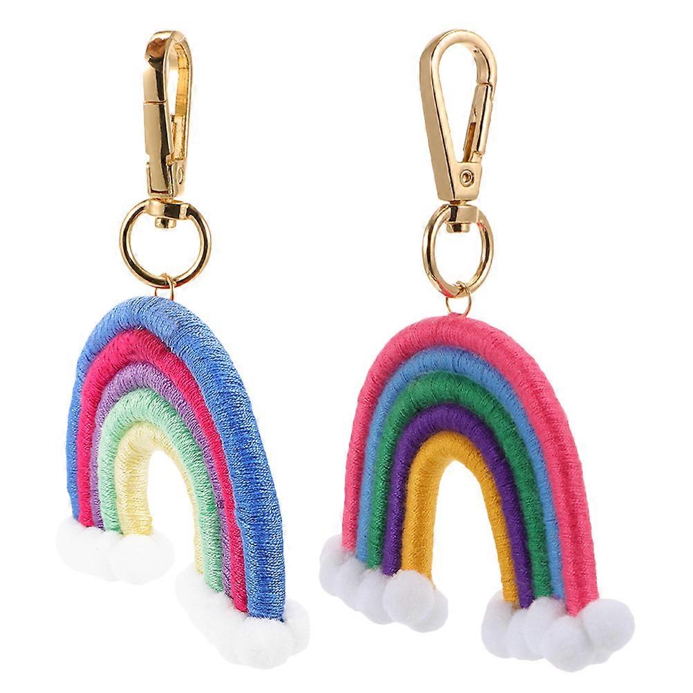 Handcrafted Rainbow Keychain for Decoration Use As Bag Ornament 2Pcs