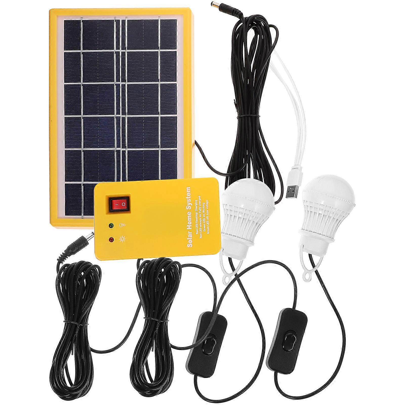 Solar Portable Generator Outdoor Portable Solar Kit Camping USB Charging Yellow 1 Set