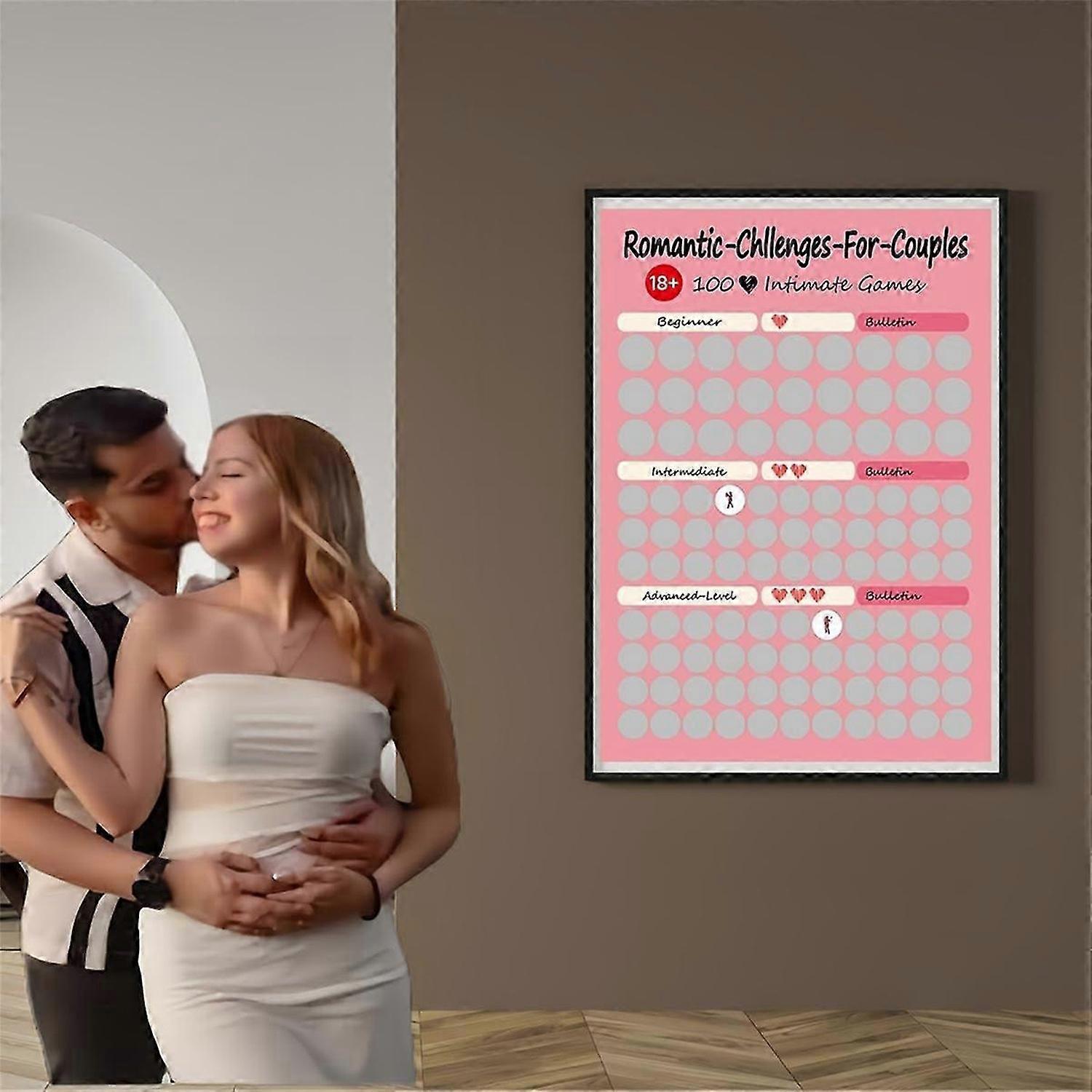 Love Games Scratch-Off Poster for Couples - 100 Challenge Date