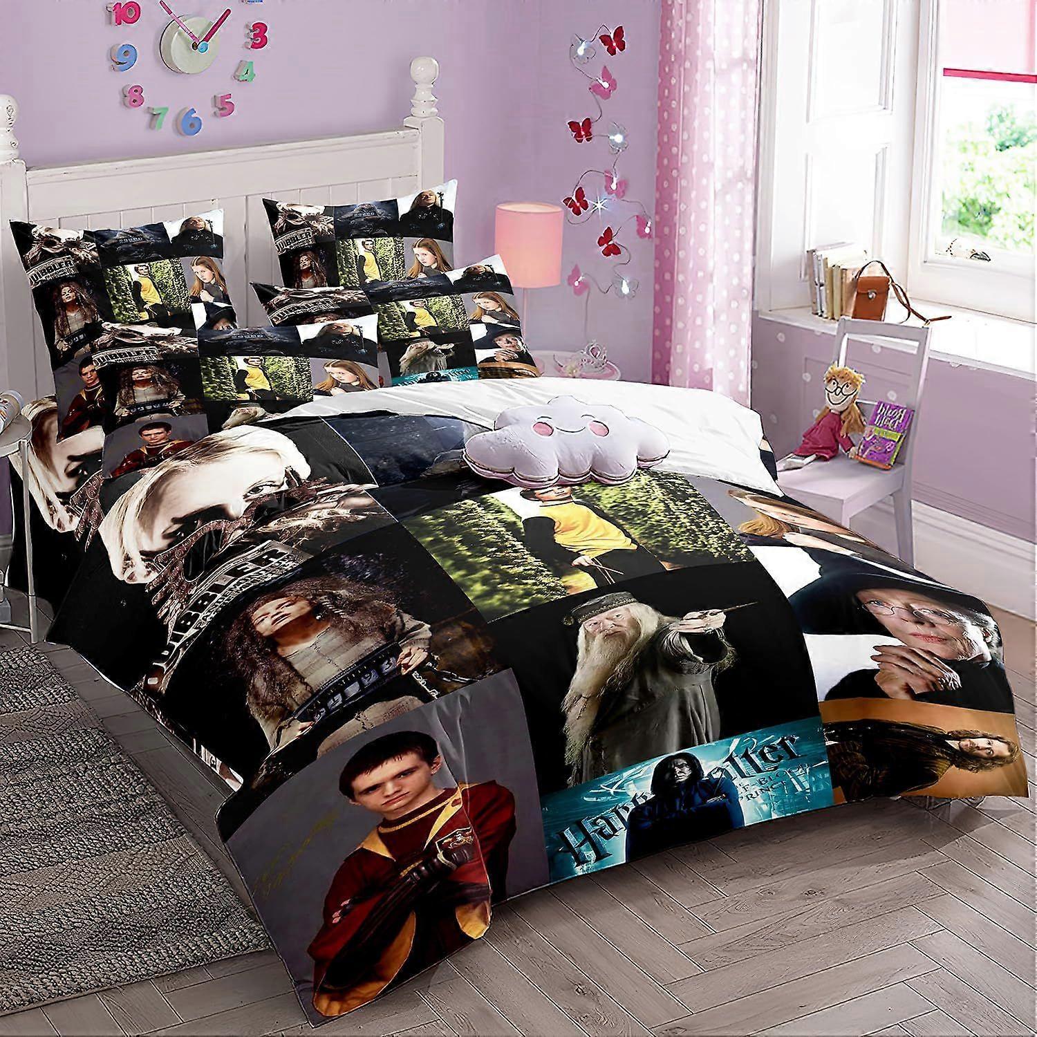 College of Magic Dekbedovertrek Set Zachte Lichtgewicht Microfiber 3-delige Beddengoed Set met 2 Kussensloop Kinderen Dekbedovertrek Sluiting 140x200cm