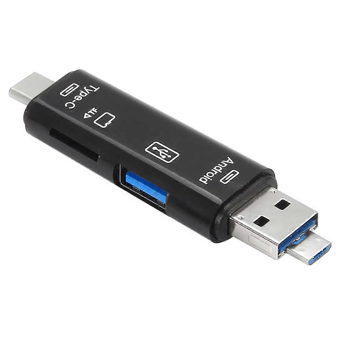 USB 3.0 Type C USB Micro-USB SD TF Memory Card Reader Black