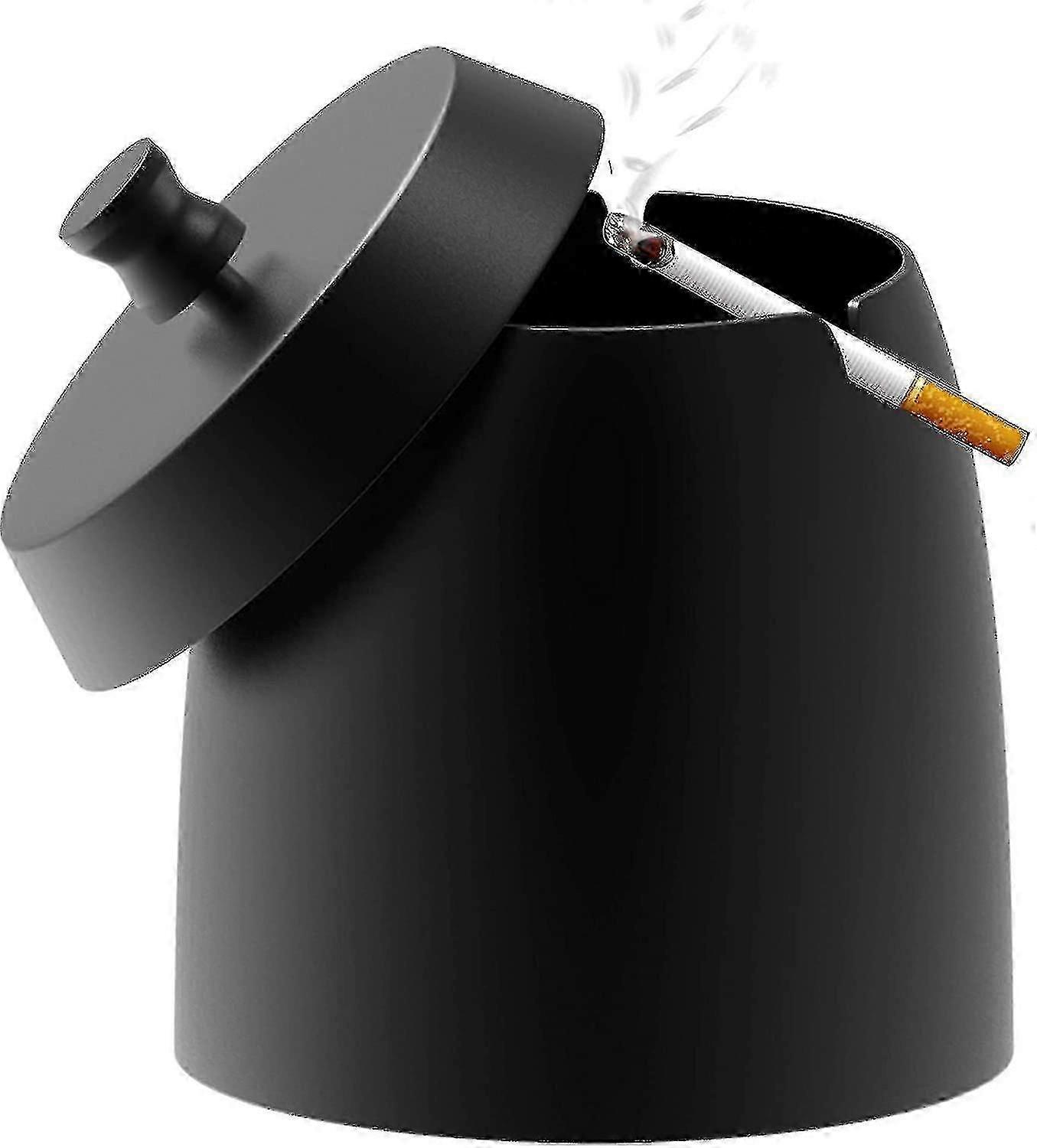 蓋付きステンレススチール灰皿、ブラック灰皿屋外灰皿