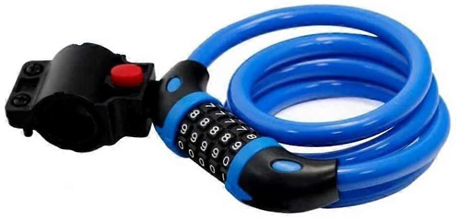 5 Digit Security Cable Lock Coiled Resettable Combination Bicycle Lock Blue