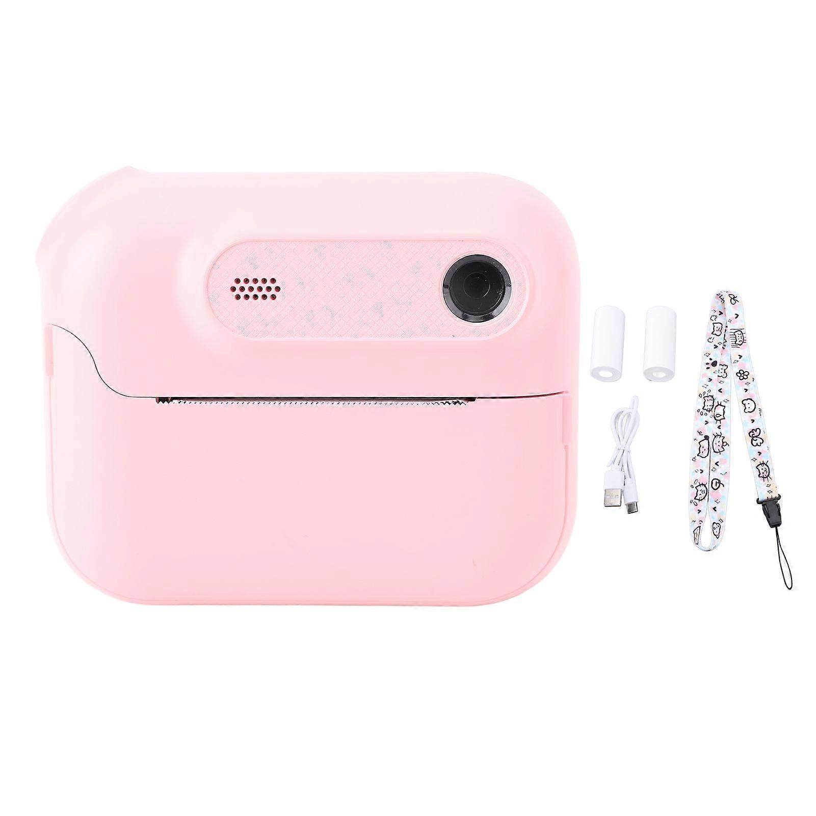 Instant Print Digital Camera 48MP 1080P HD 6X Zoom Cute Instant Camera with MP3 Game Functions for Birthday Xmas Gifts Pink