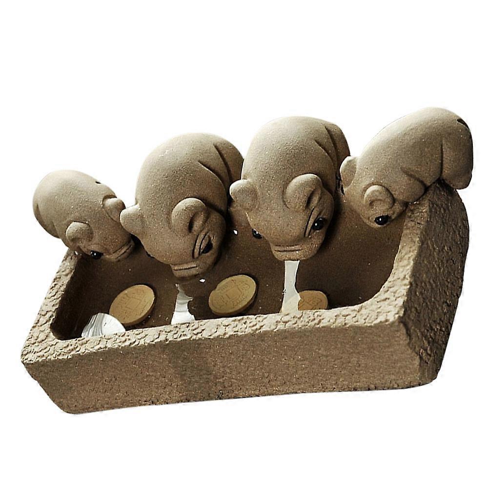 Creative Piggy Drinking Desktop Adornment for Home Decor 2Pcs Set