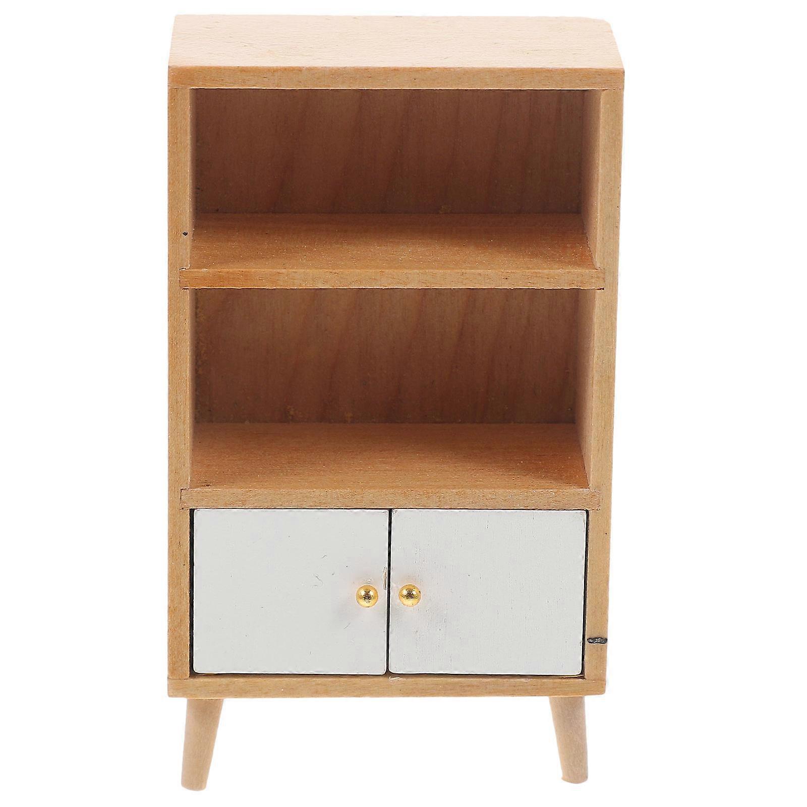 Miniature Furniture Doll House Wooden Bookshelf for Display 5Pcs
