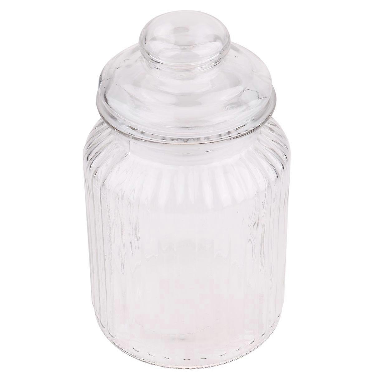 Dust Protection Glass Jar Airtight Canister for Tea Coffee Bean 950ml Cylinder Shape Transparent Color 1Pack