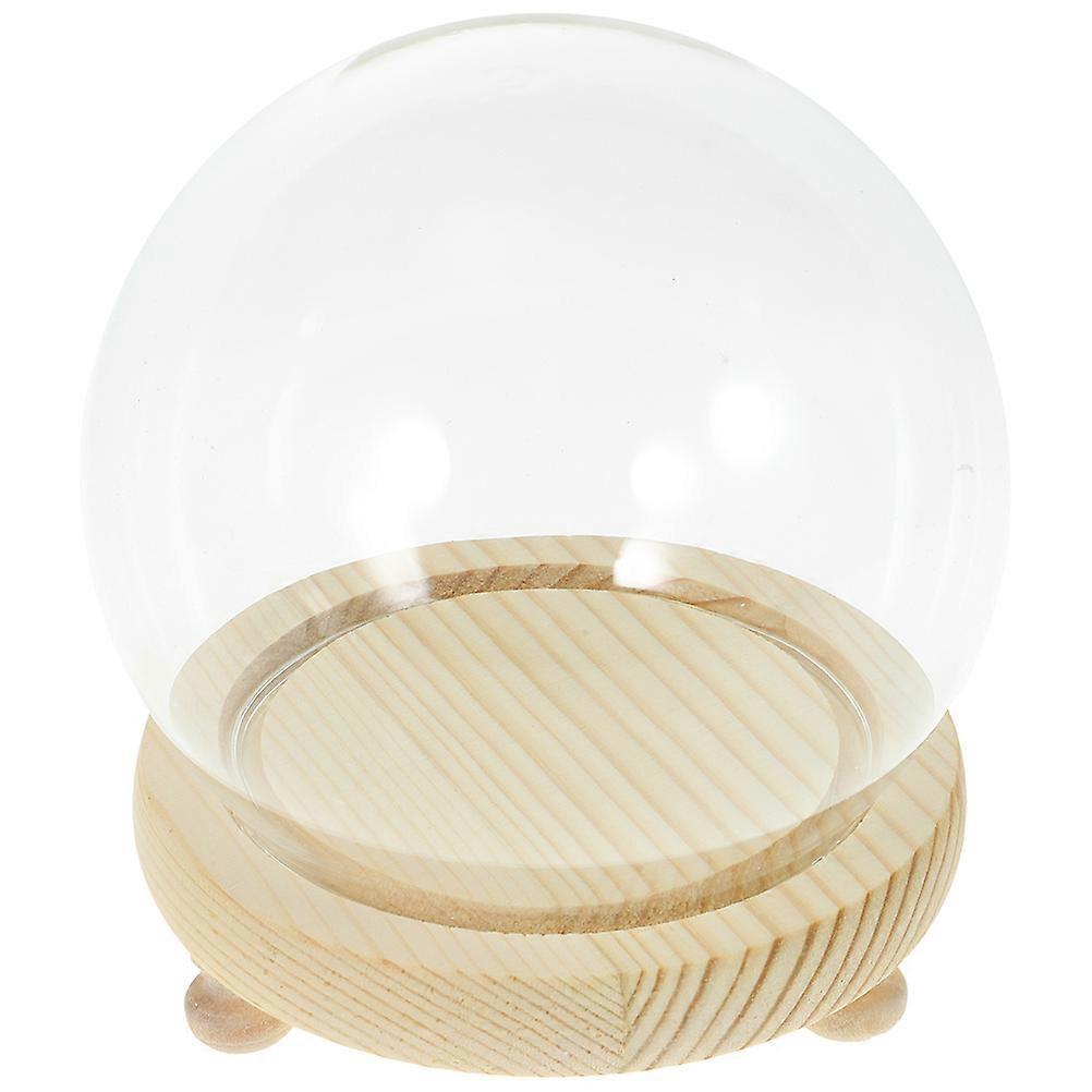 Glass Dome Cloche for Protection 3Pcs with Wooden Base for Display