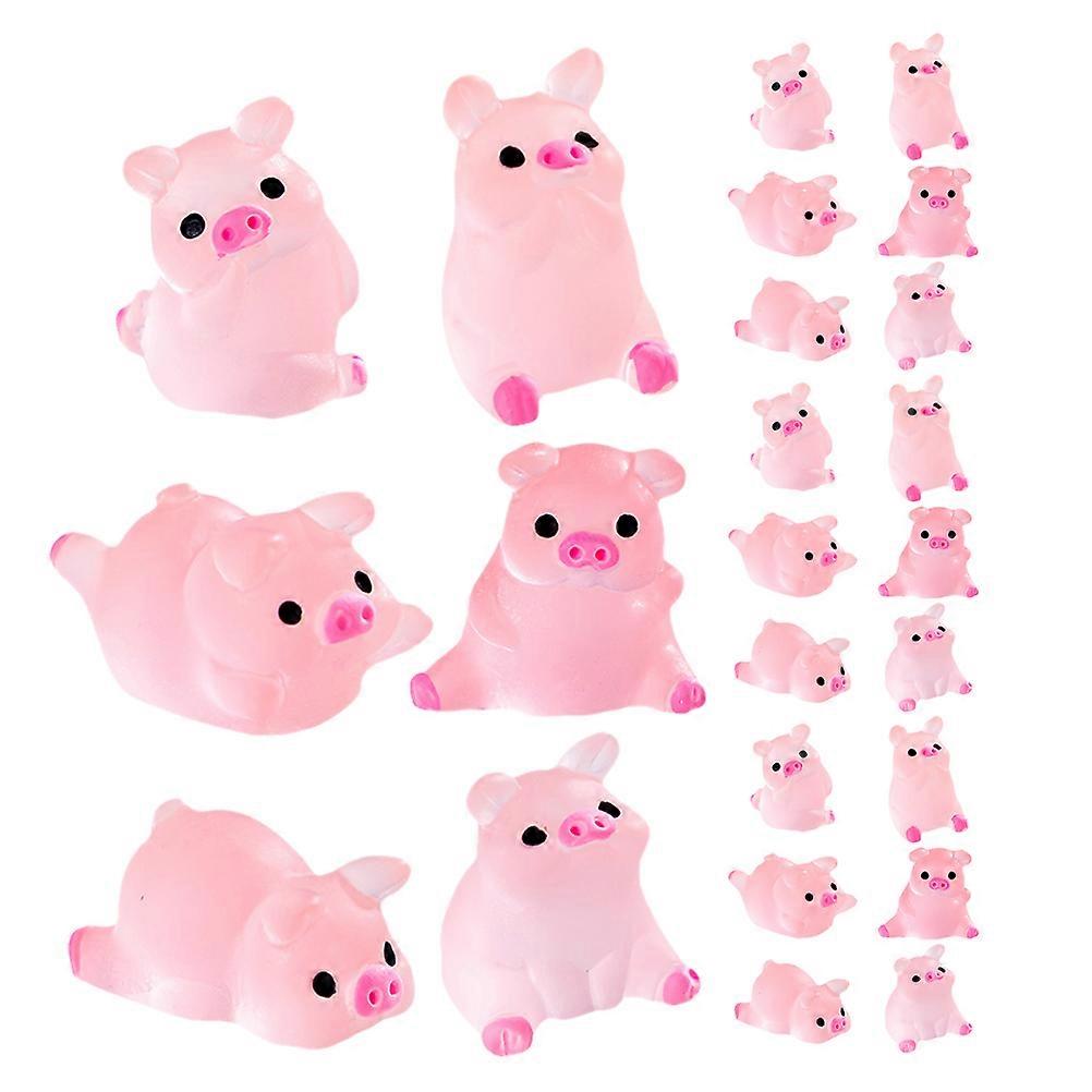 Mini Resin Pig Figurines Glow in The Dark for Home 120 Pieces