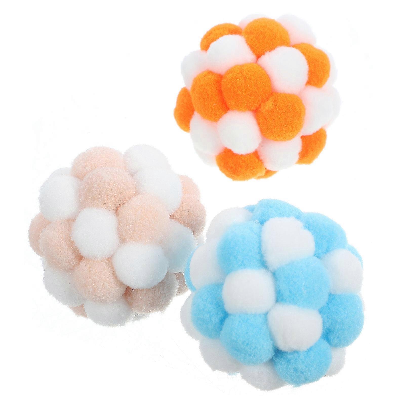 Cat Toy Balls Plush for Interactive Play 9Pcs Assorted Color Indoor Use