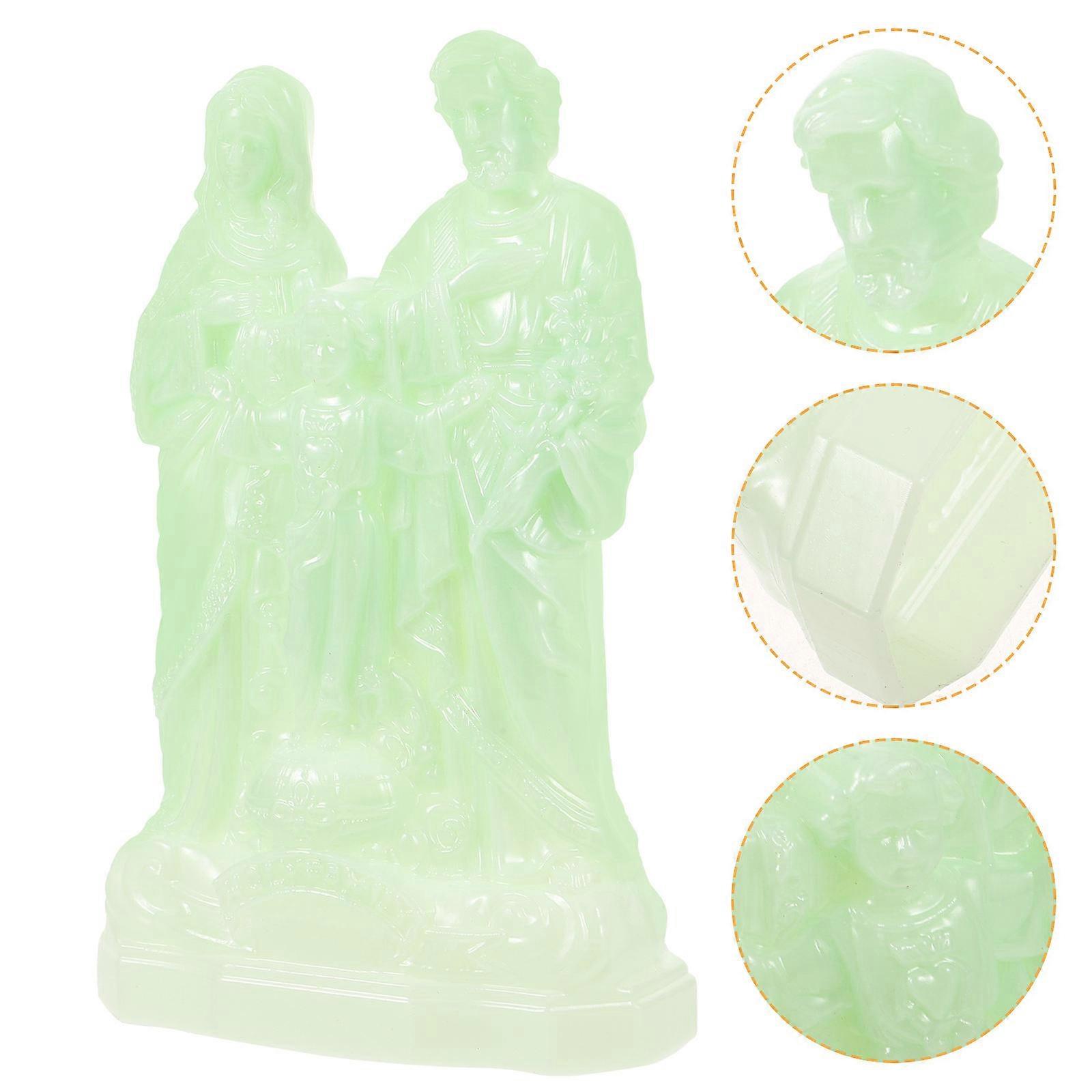 Statue Jesus Nativity Figurine for Decor 2Pcs Light Green Plastic
