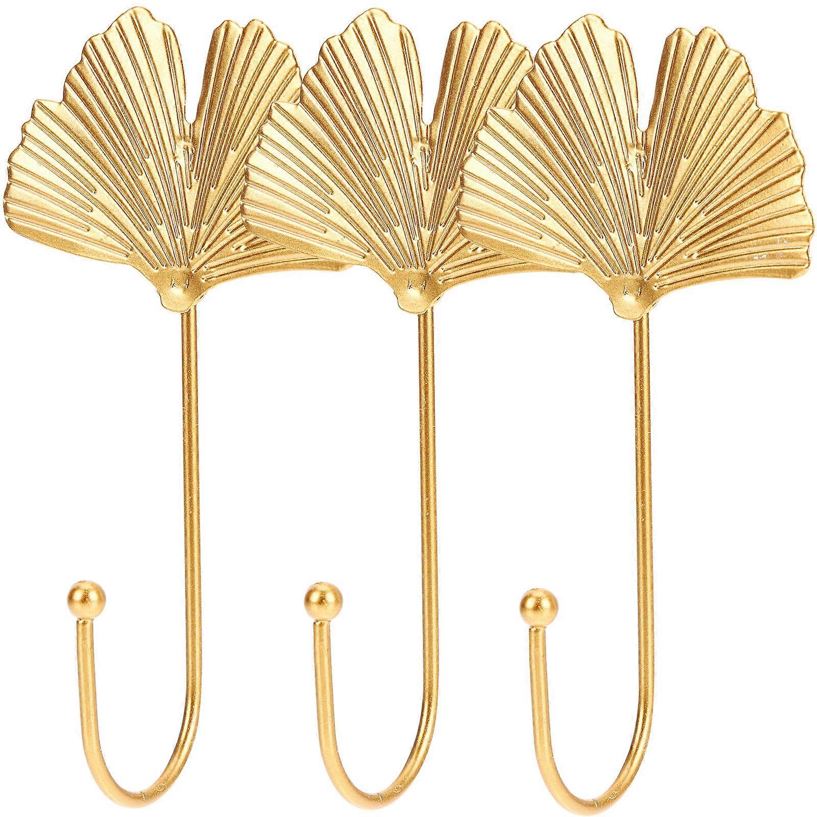 Golden Sticky Hooks Leaf Shaped Wall Hooks for Hanging 9Pcs Set