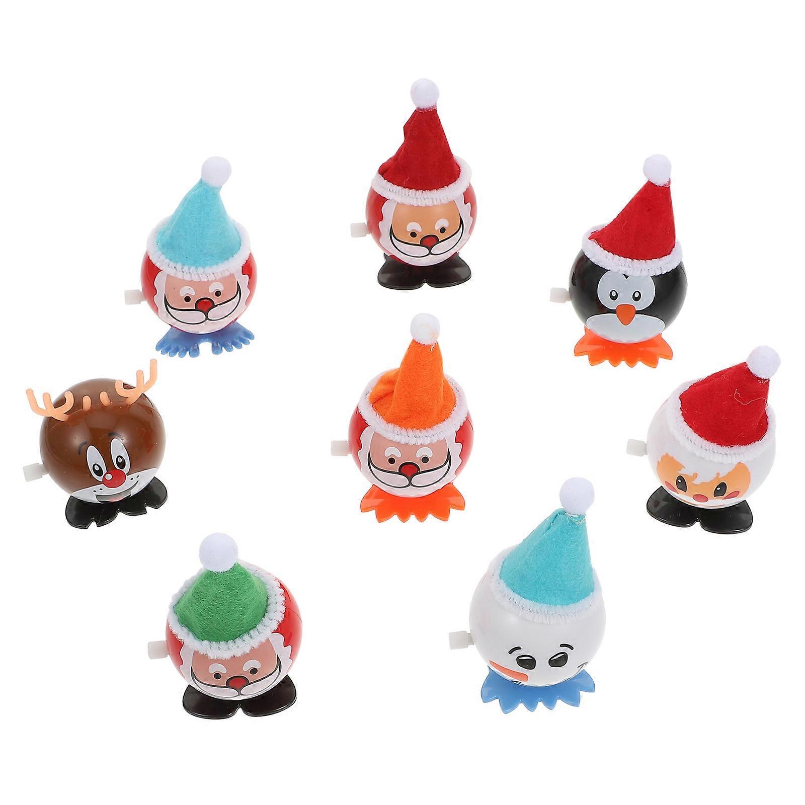 Funny Xmas Santa Claus Wind-Up Toys for Kids Playing 8Pcs Assorted Collection