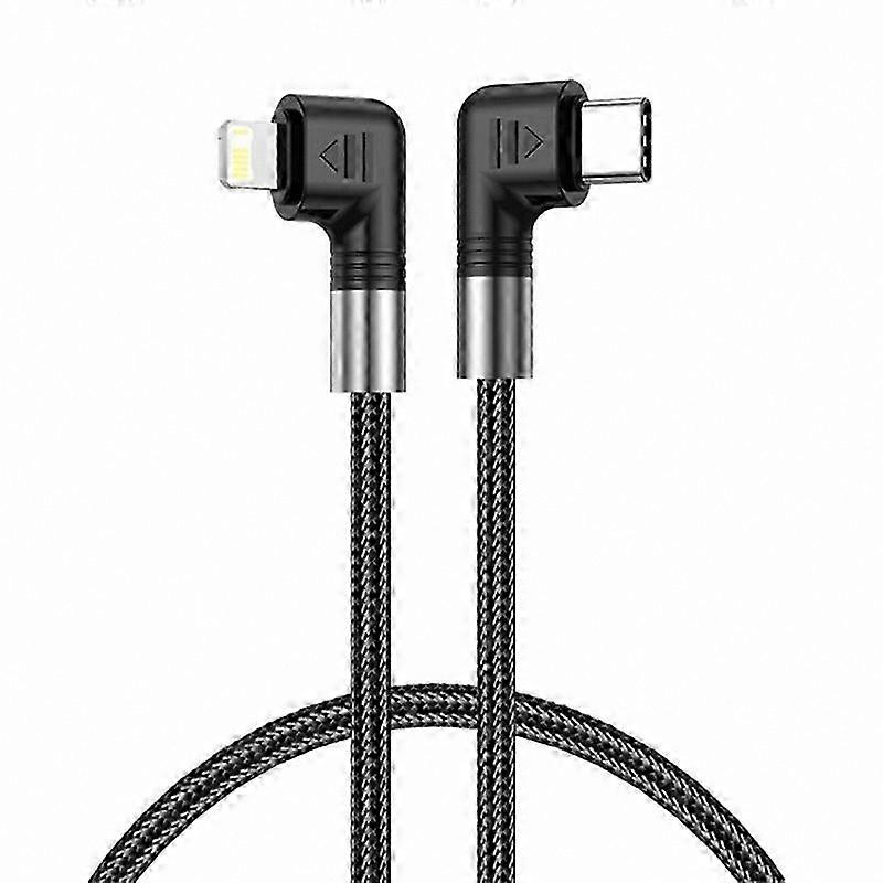 0.5m Type-C to Lightning 30W Fast Charging Cable with Dual Elbow Plug and Nylon Braided Design for Enhanced Durability