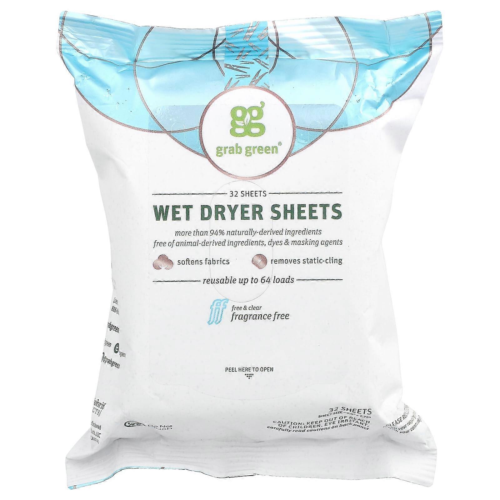 Wet Dryer Sheets, Fragrance Free, 32 Sheets