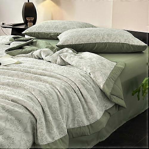 Ultra Soft Class A Cotton Thin Comforter Set With ThreeLayer Jacquard Yarn Soybean Fiber Filling 200x230 Cm 4Piece