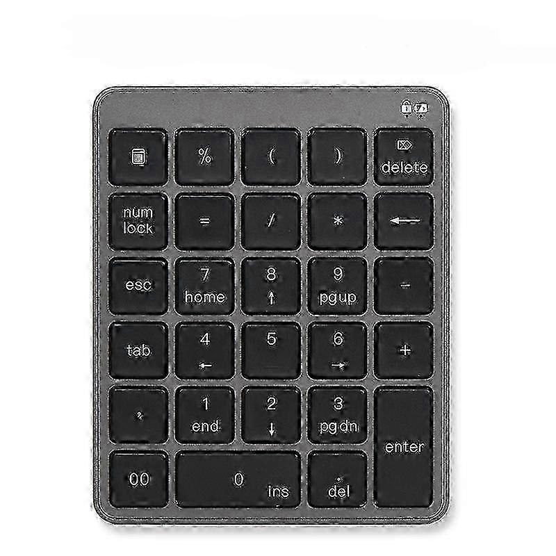 Wireless Numeric Keypad For Laptop And Desktop 28 Function Keys With Home End Tab Etc. Aluminum Alloy And Abs With Ergonomic Tilt And Wide miao8
