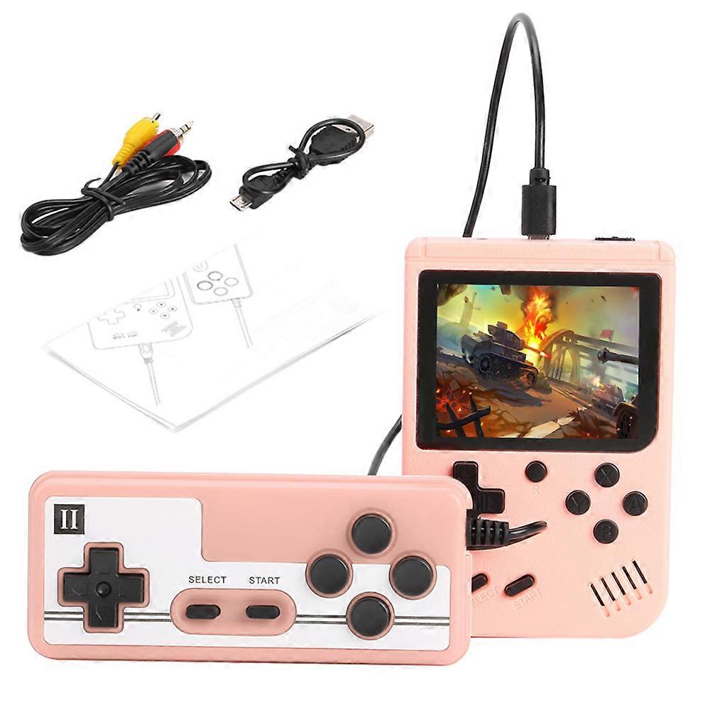 500 Classic Game 2-Player Mode Handheld Retro Video Game Console Gifts-Pink