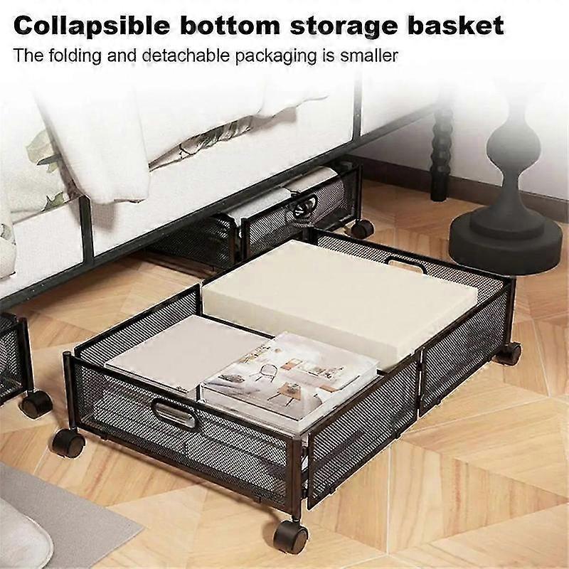 Under the Bed Quilt Storage Bins Large Capacity Rolling Iron Drawer for Clothes, Blankets Foldable S