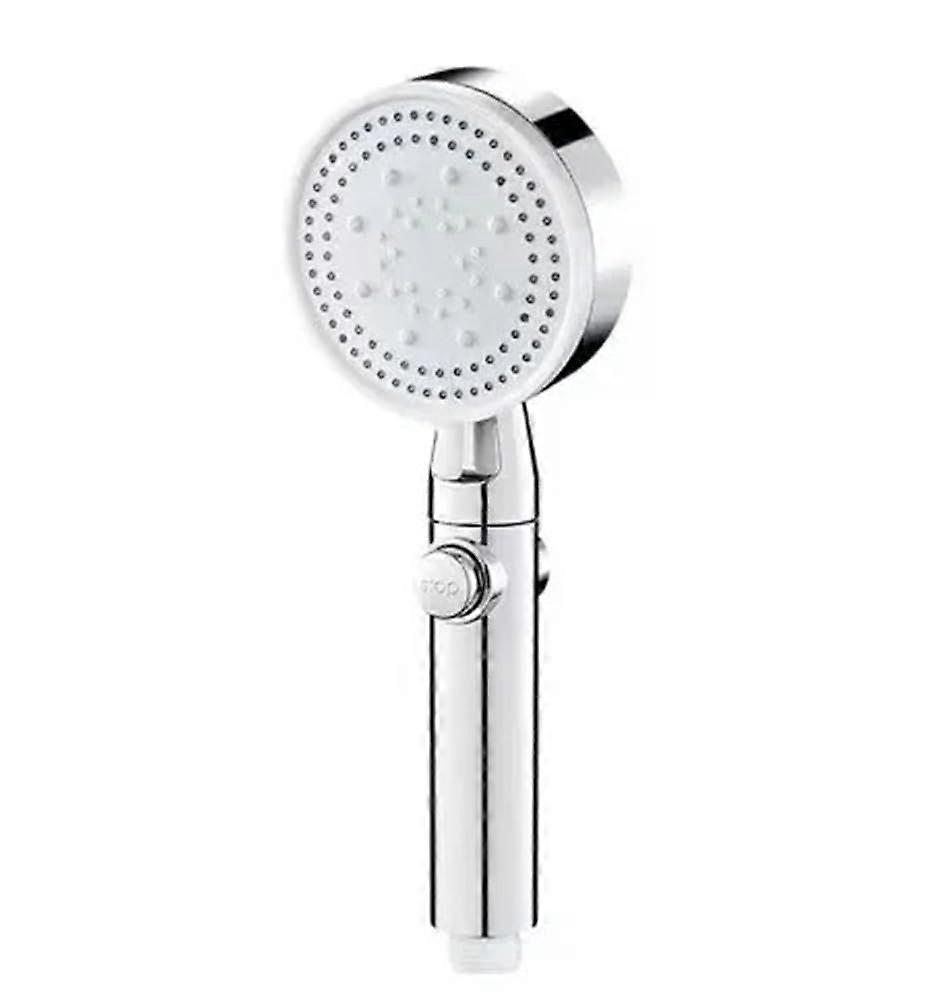 Shower Head 5 Modes Adjustable With Hose Water Saving OneKey Stop Spray Silver