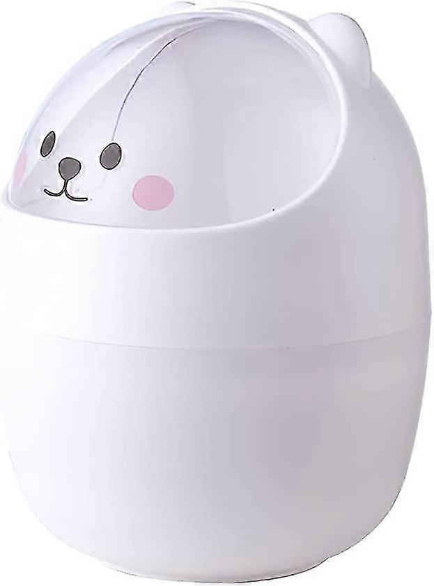 Cute Bear Desktop Trash Can, Cartoon Paper Trash Can, Mini Trash Can With Lid For Office Study Bedroom (1