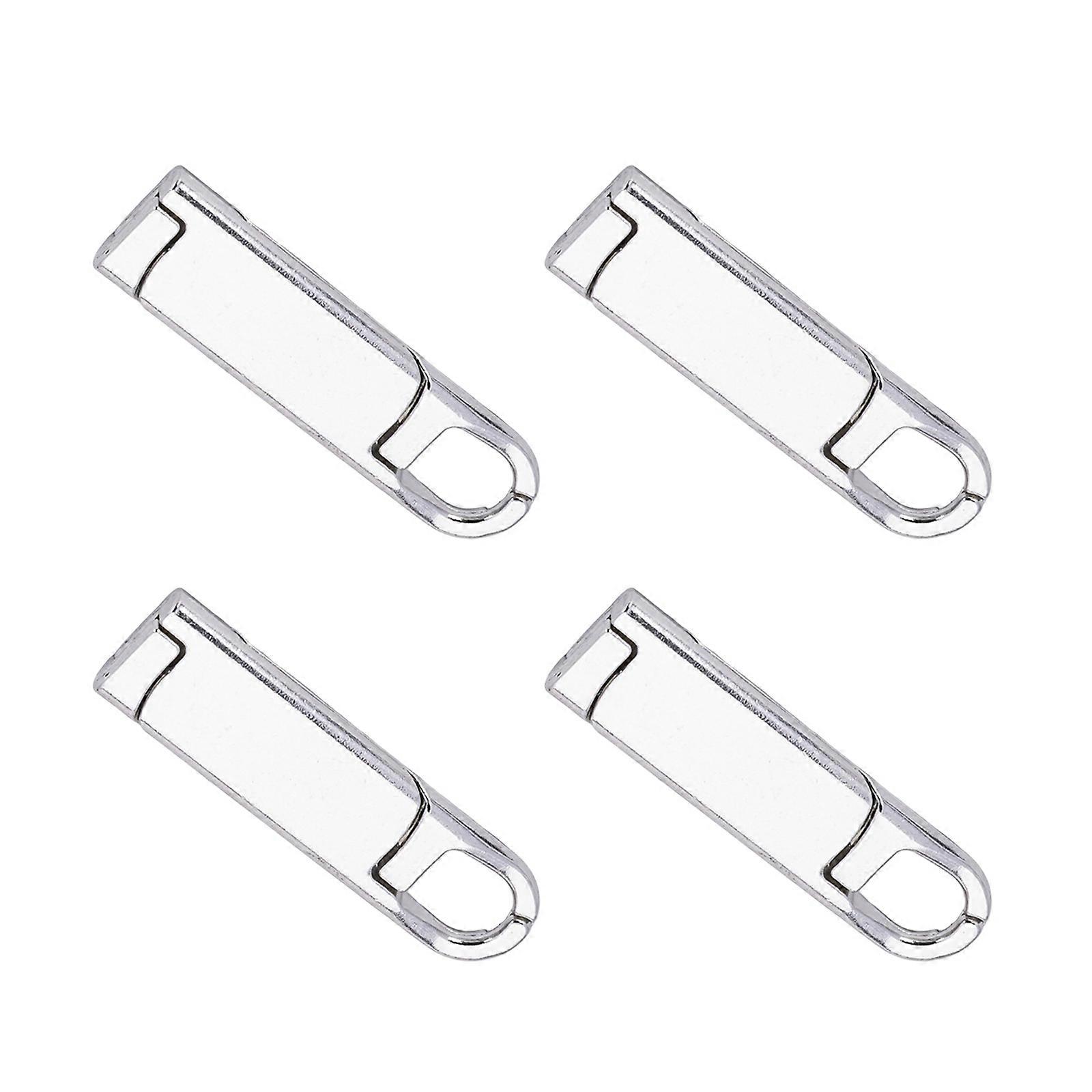 4Pieces Dragkedjor Avdragare Ersättningar Set Dragkedjor Avdragare Skjutreglage Dragkedjor Avdragare Reparationsset för bagage Boot Ryggsäckar Handväska silver