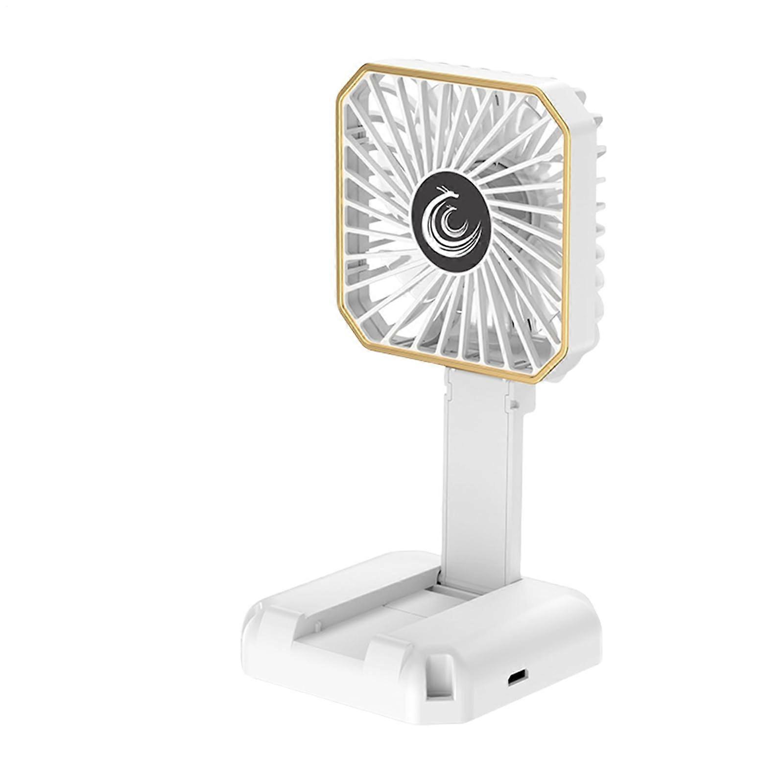 Small Handheld Fan, Folding Portable  Air Cooler, Battery Operated with Phone Stand, 3 Speeds, White
