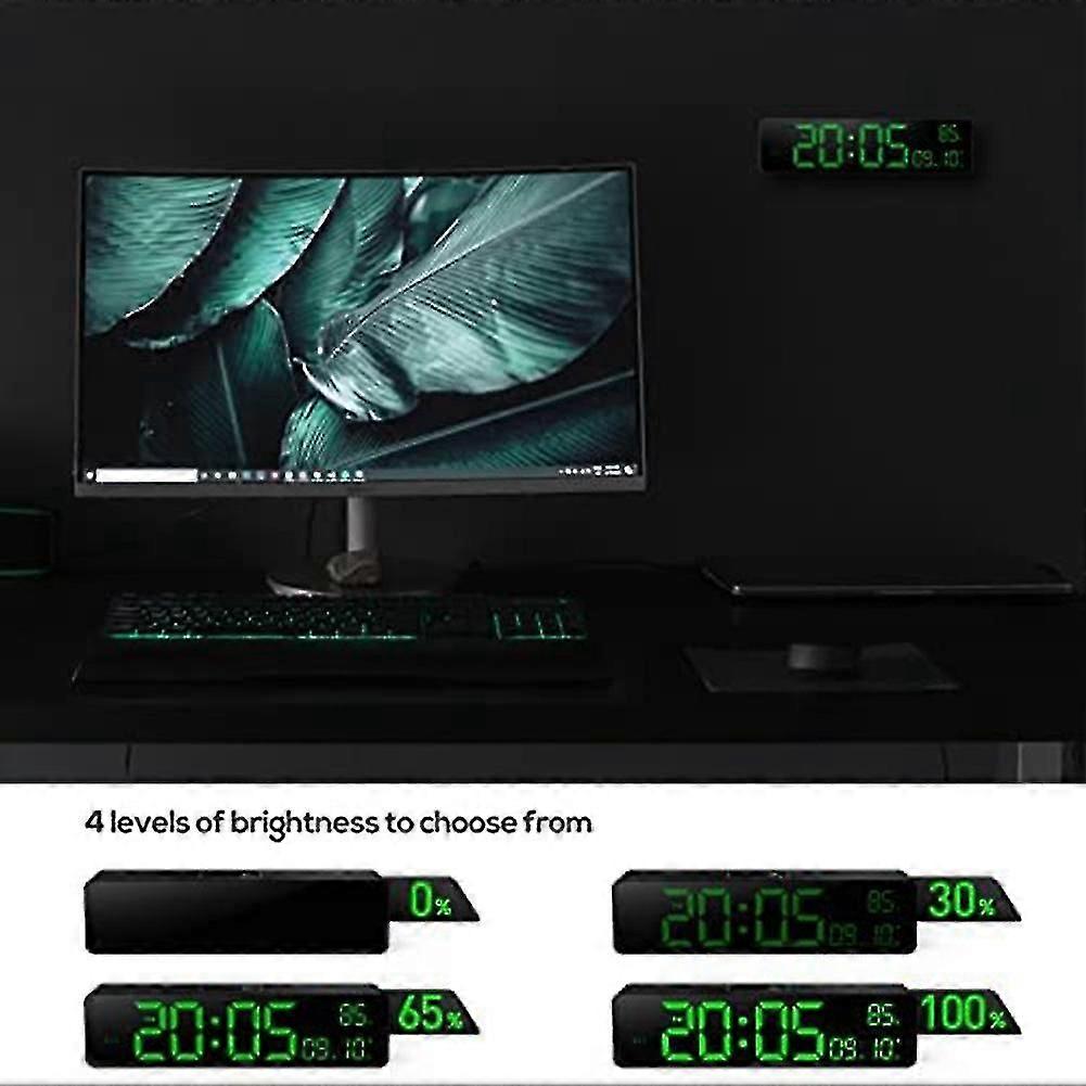 Digital Wall Clock Large Display With Time, Date, Temperature, Led Digital Alarm Clock With Snooze (tangling)