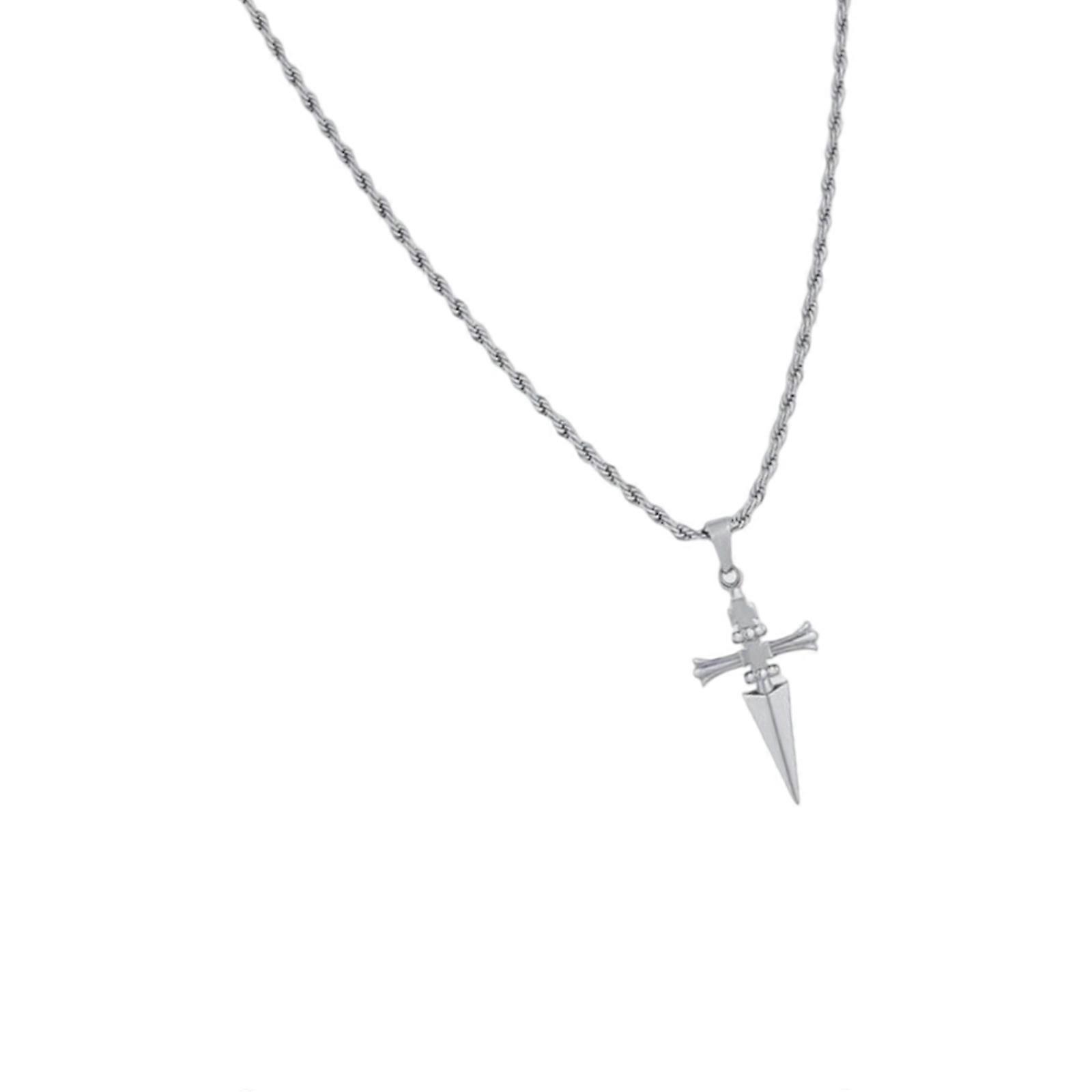 Modern Crosses And Cutter Design Pendant Necklace Crafted With Sturdy Corrosion Resistant Stainless Steel Multicolor