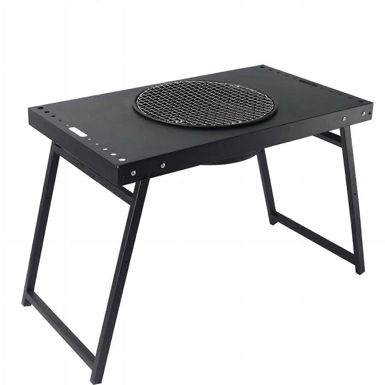Portable Folding BBQ Grill Table With Built In Grill For Outdoor Cooking Camping Picnics
