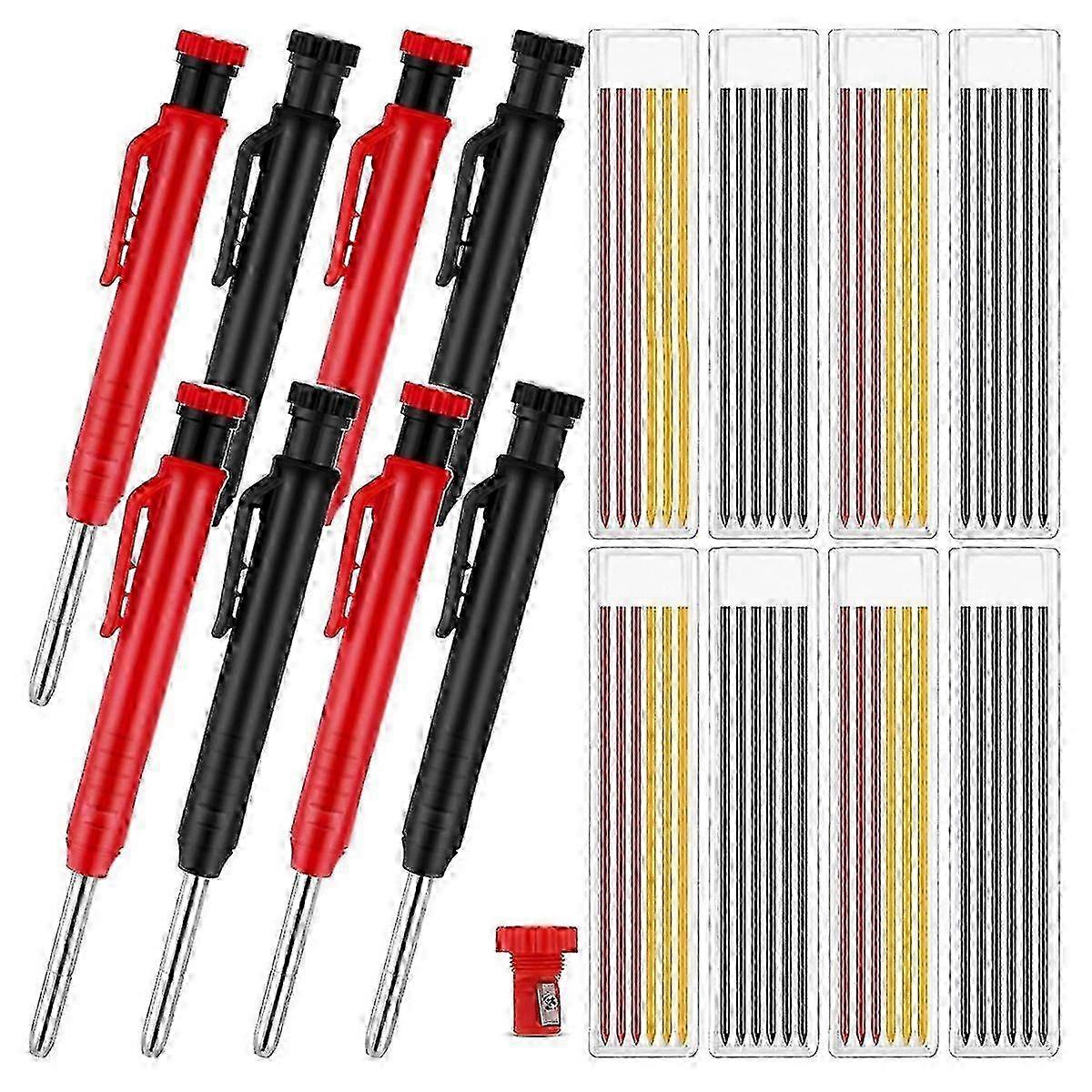 8 Pack 2.8mm Mechanical Carpenter Pencils with 48 Refills, Construction Pencils, Long Nib Deep Hole Marker