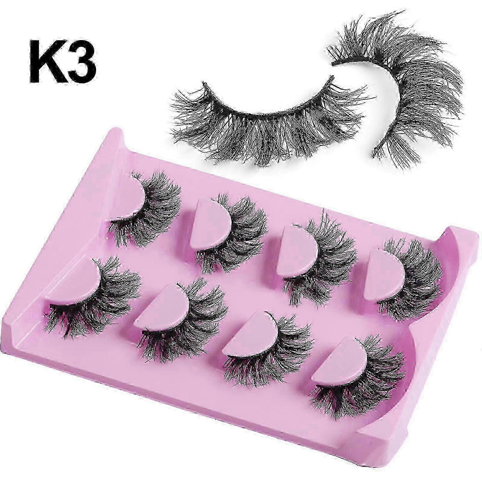 Faux cils en vison duveteux, effet naturel, courbure en D, cils œil de chat vaporeux, lot de 4 paires, cils longs et volumineux