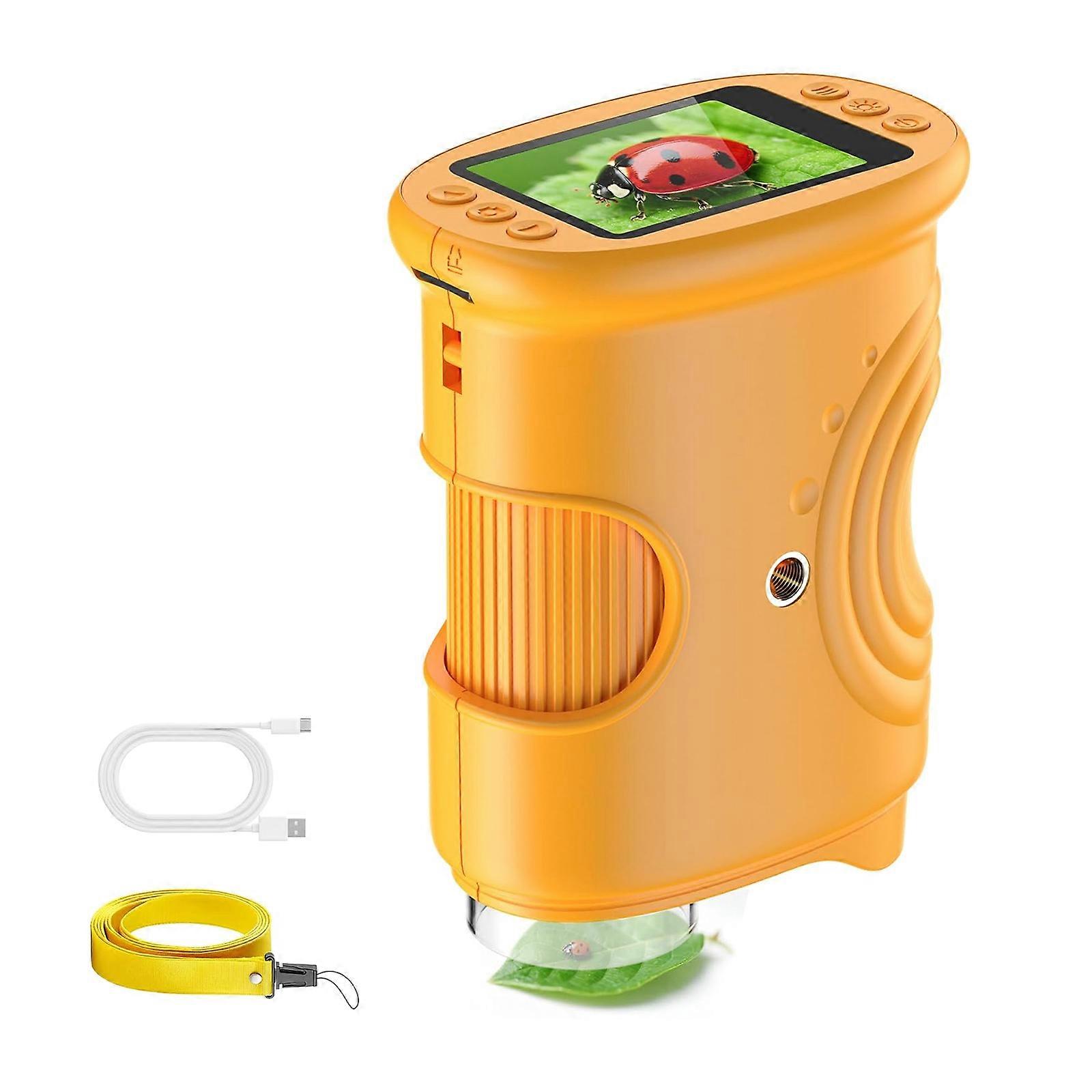 Advanced Kids Instrument 1000X Enlarge 32MB Memory Storage 8 Lighting Approaches Thin Mixture Frame For Classroom Projects  Yellow