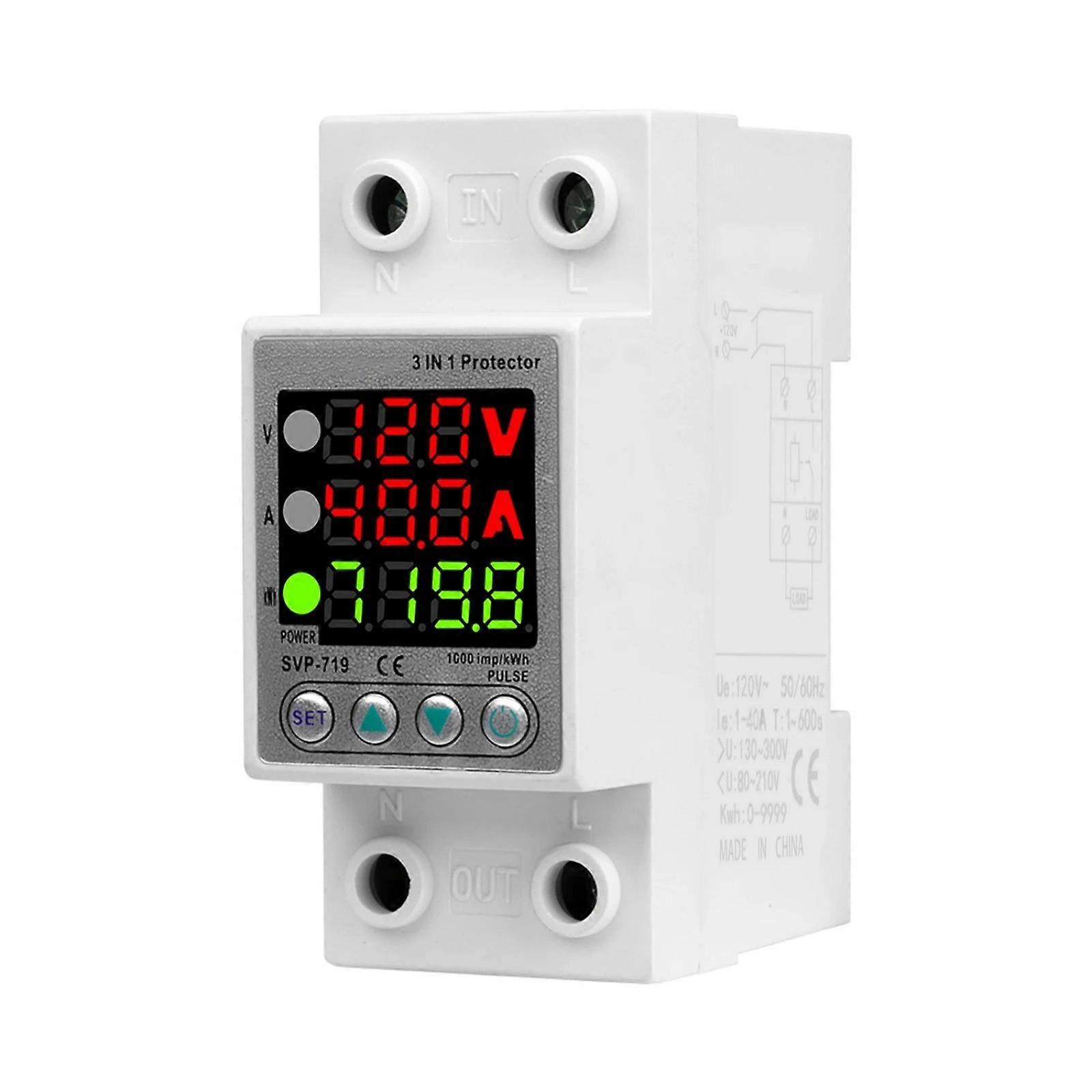 63A Tall Current Modifiable Identity Resetting Intelligent Over Beneath Potential Defender With DIN Track Mount For Home Commercial Use Multicolor