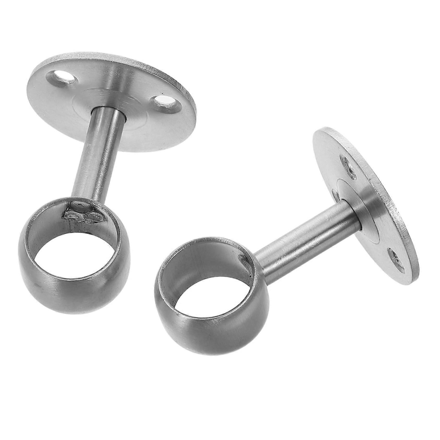 2 Pack Stainless Steel Curtain Rod End Caps with Heavy Duty Wall and Ceiling Mount Brackets for Shower Curtains and Towels