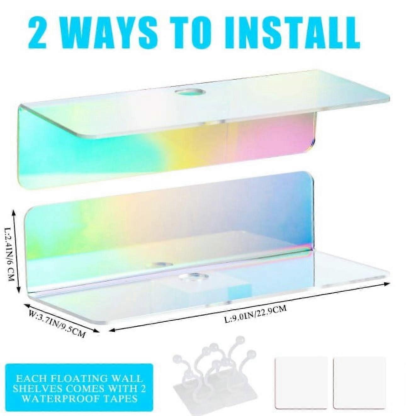 Iridescent Wall Shelf Acrylic Wall Shelf Wall Display Shelf Floating Storage Shelf for Wall