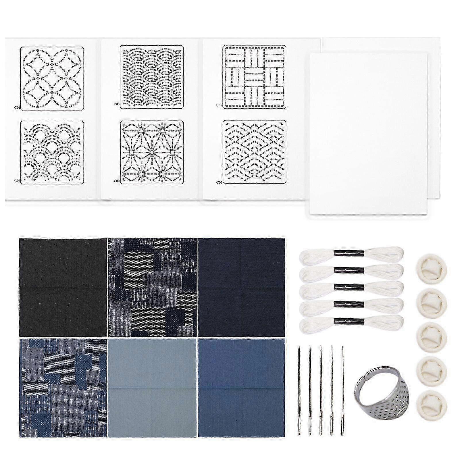 Embroidery Patterns Transfer Patch Water Soluble Embroidery Transfer Patterns Stencils Set Sashiko Embroidery Template for Sewing Hand Quilt