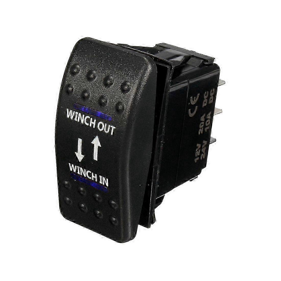 12v 20a Winch In Winch Out On-off-on Rocker Switch 7 Pin Led Blue f74