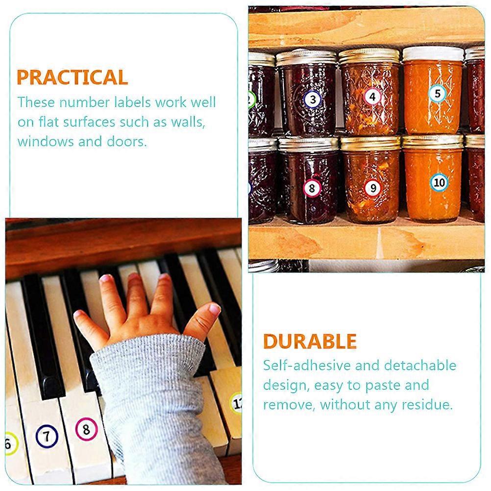 10 Sheets Colorful Round Number Stickers Self-adhesive Number Stickers