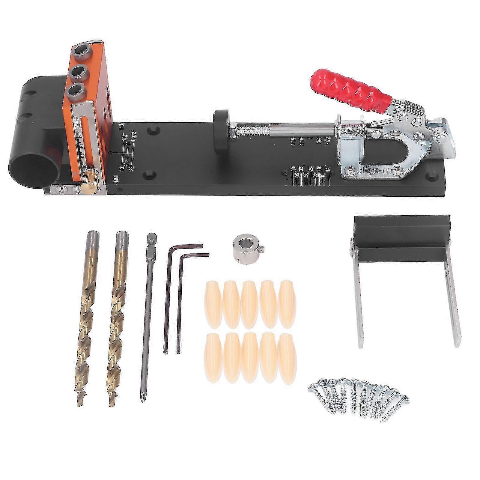 w Pocket Hole Jig Kit Woodworking Doweling Drilling Guide Kit Self Centered Adjustable Drilling Guide Puncher Locator