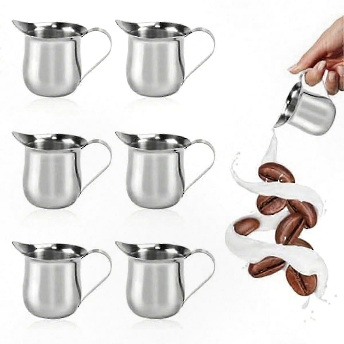 Set of 6 Mini Bell-Shaped Creamer Jugs, 90ml Capacity, Ideal for Milk or Cream with Coffee and Tea Service